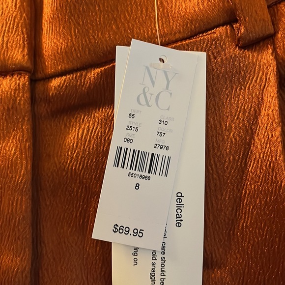 NWT Gorgeous orangey-rust satin crop pants - Picture 5 of 6